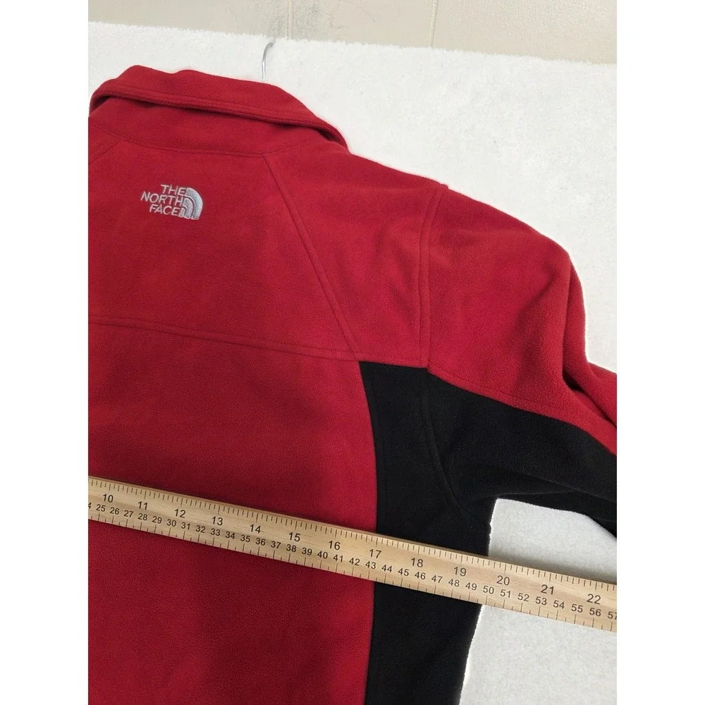 The North Face Jacket Mens Small Red‎ Black Fleece Full Zip Outdoor Hiking